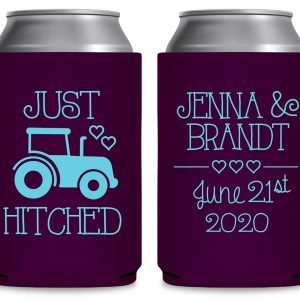 Just Hitched 1B Tractor Design Foldable Can Koozies Wedding Gifts for Guests