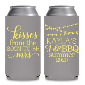 Kisses From The Soon-To-Be Mrs Foldable 12 oz Slim Can Koozies Wedding Gifts for Guests