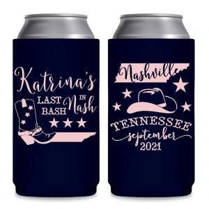 Last Bash In Nash 1A Foldable 8.3 oz Slim Can Koozies Wedding Gifts for Guests