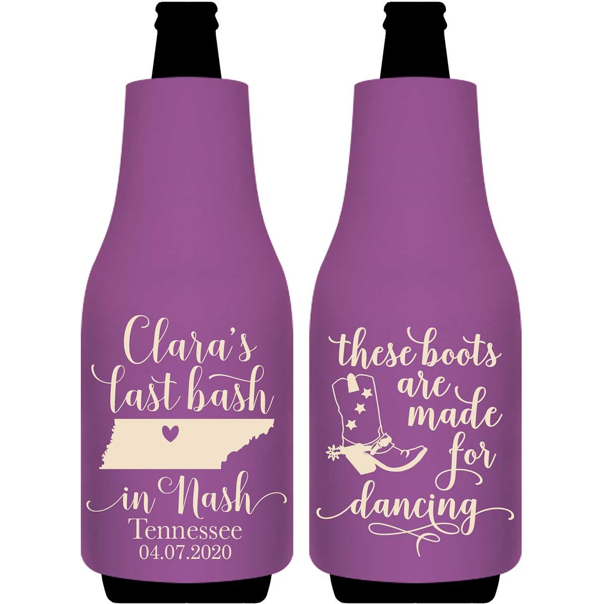 Last Bash In Nash 2A Foldable Bottle Sleeve Koozies Wedding Gifts for Guests