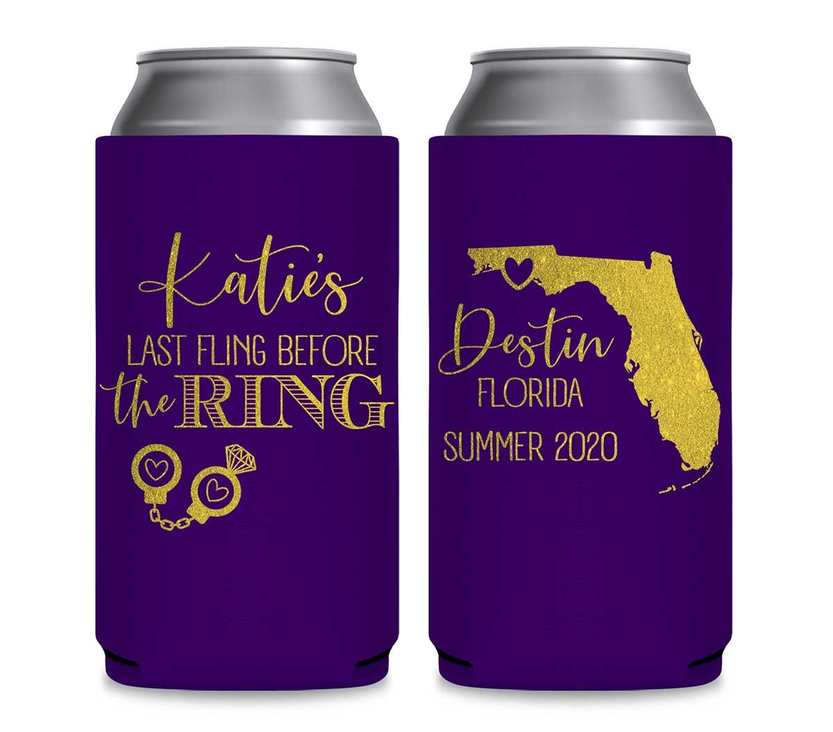 Last Fling Before The Ring 1A Any Map Foldable 12 oz Slim Can Koozies Wedding Gifts for Guests