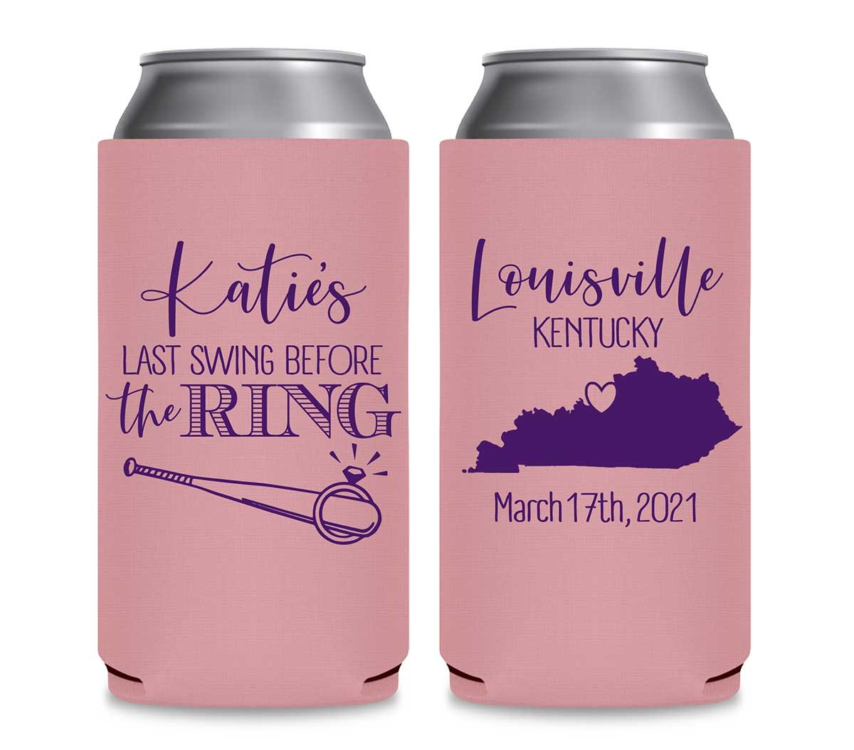 Last Swing Before The Ring 1A Any Map Foldable 12 oz Slim Can Koozies Wedding Gifts for Guests
