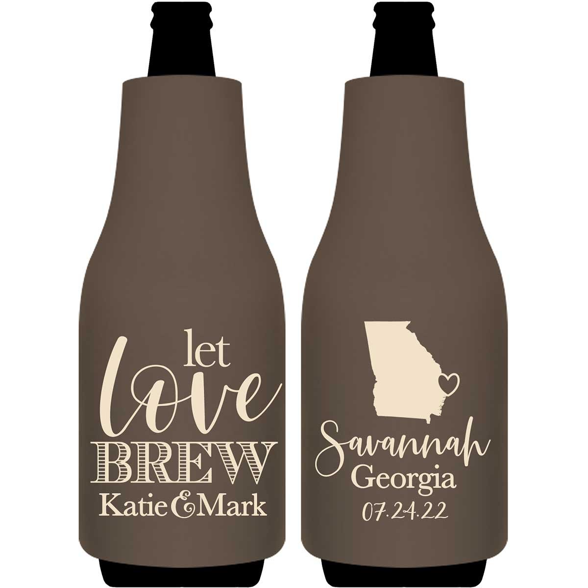 Let Love Brew 1B Any Map Foldable Bottle Sleeve Koozies Wedding Gifts for Guests