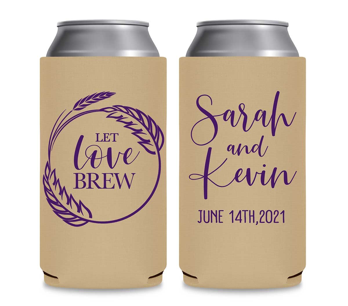 Let Love Brew 2A Foldable 8.3 oz Slim Can Koozies Wedding Gifts for Guests