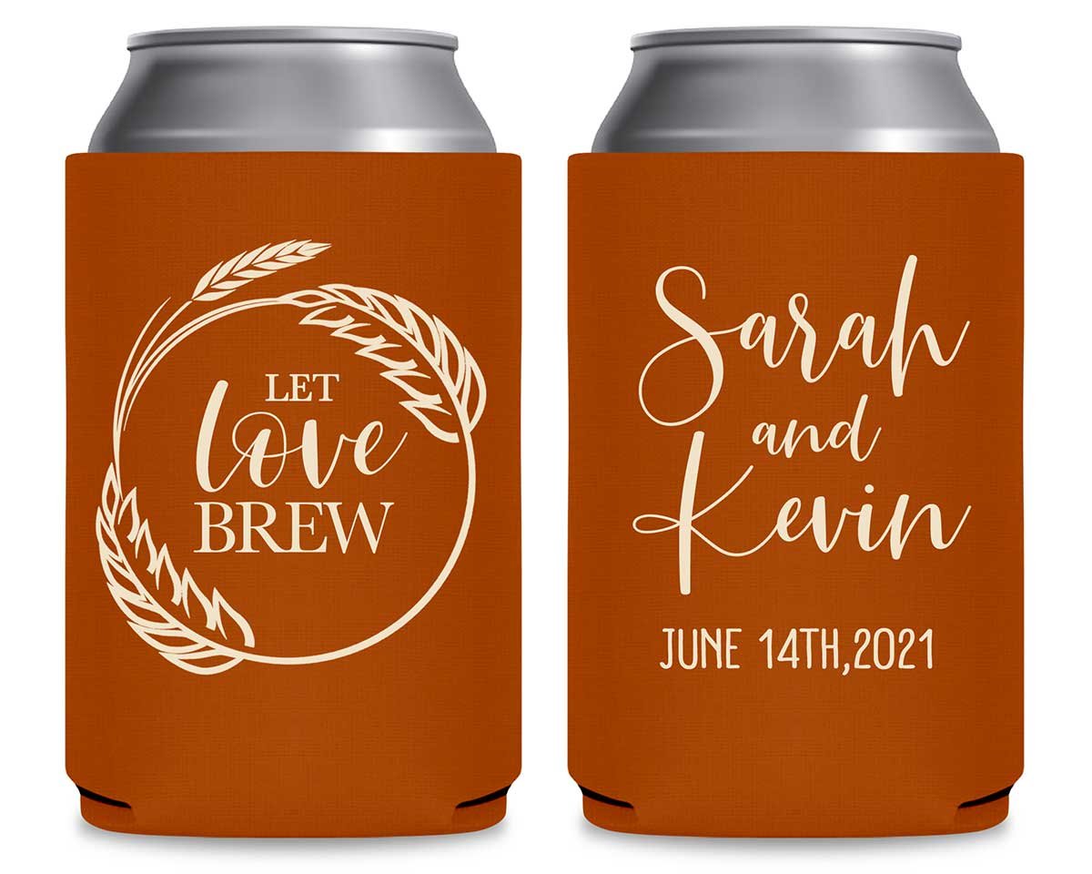 Let Love Brew 2A Foldable Can Koozies Wedding Gifts for Guests