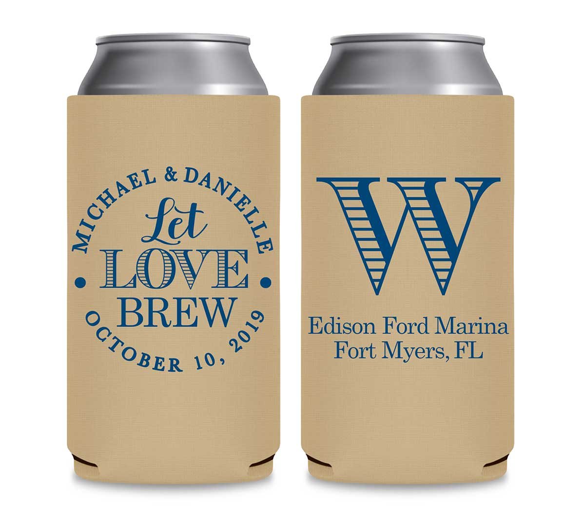 Let Love Brew 3A Foldable 12 oz Slim Can Koozies Wedding Gifts for Guests