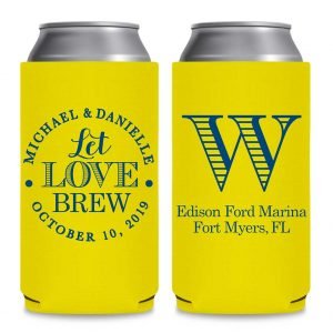 Let Love Brew 3A Foldable 8.3 oz Slim Can Koozies Wedding Gifts for Guests