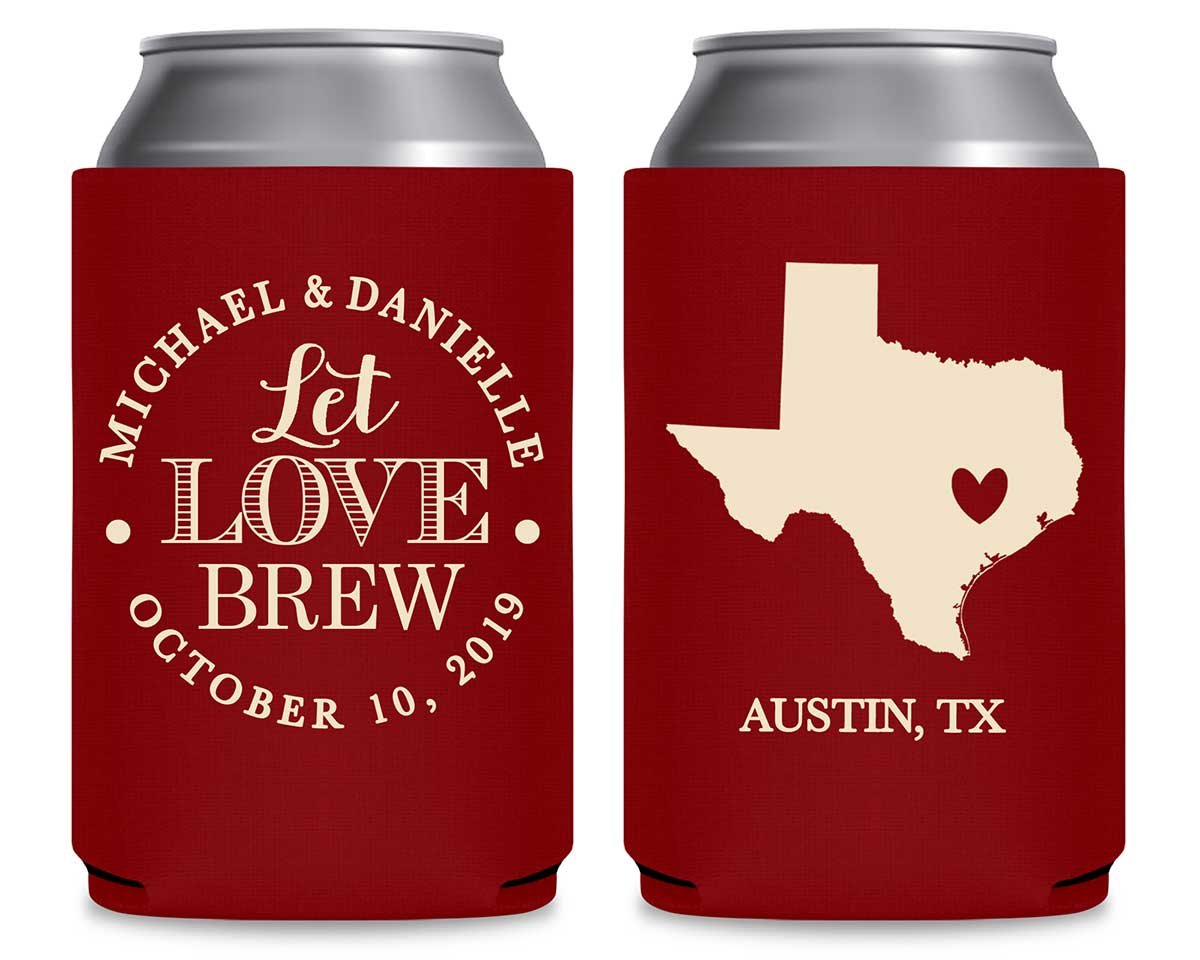 Let Love Brew 3B Any Map Foldable Can Koozies Wedding Gifts for Guests