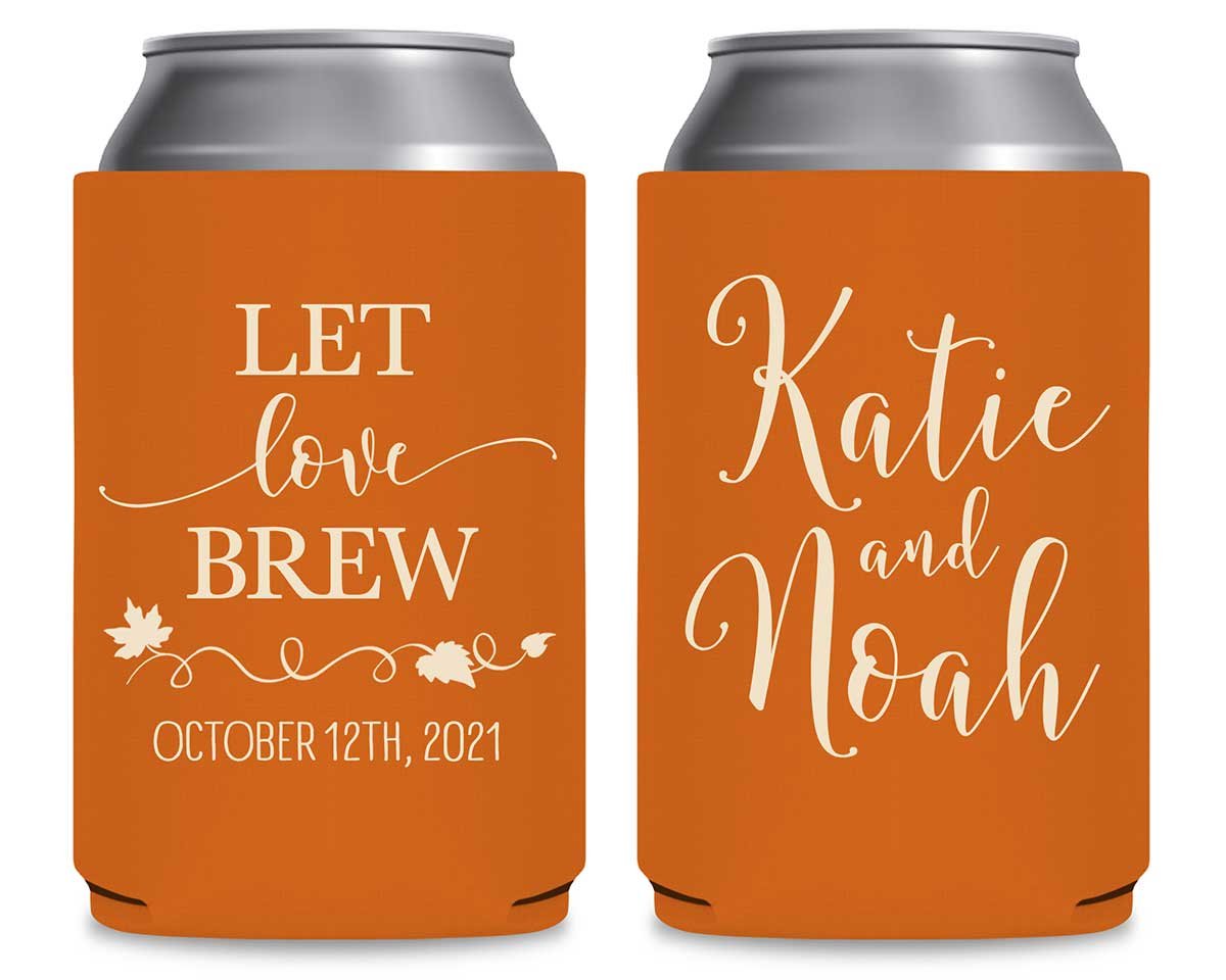 Let Love Brew 4A Foldable Can Koozies Wedding Gifts for Guests