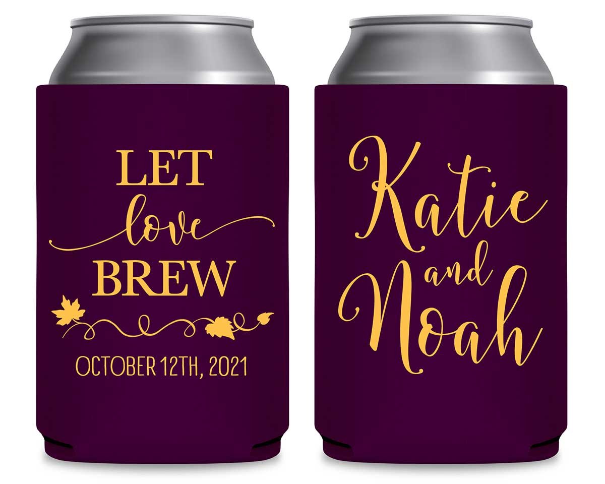 Let Love Brew 4A Foldable Can Koozies Wedding Gifts for Guests