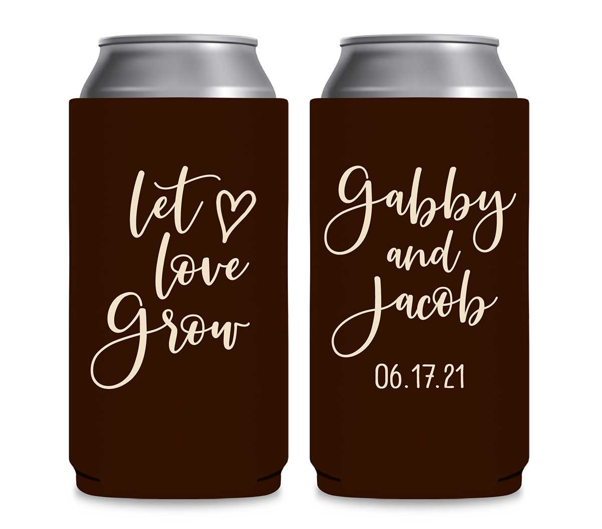 Let Love Grow 1A Foldable 12 oz Slim Can Koozies Wedding Gifts for Guests