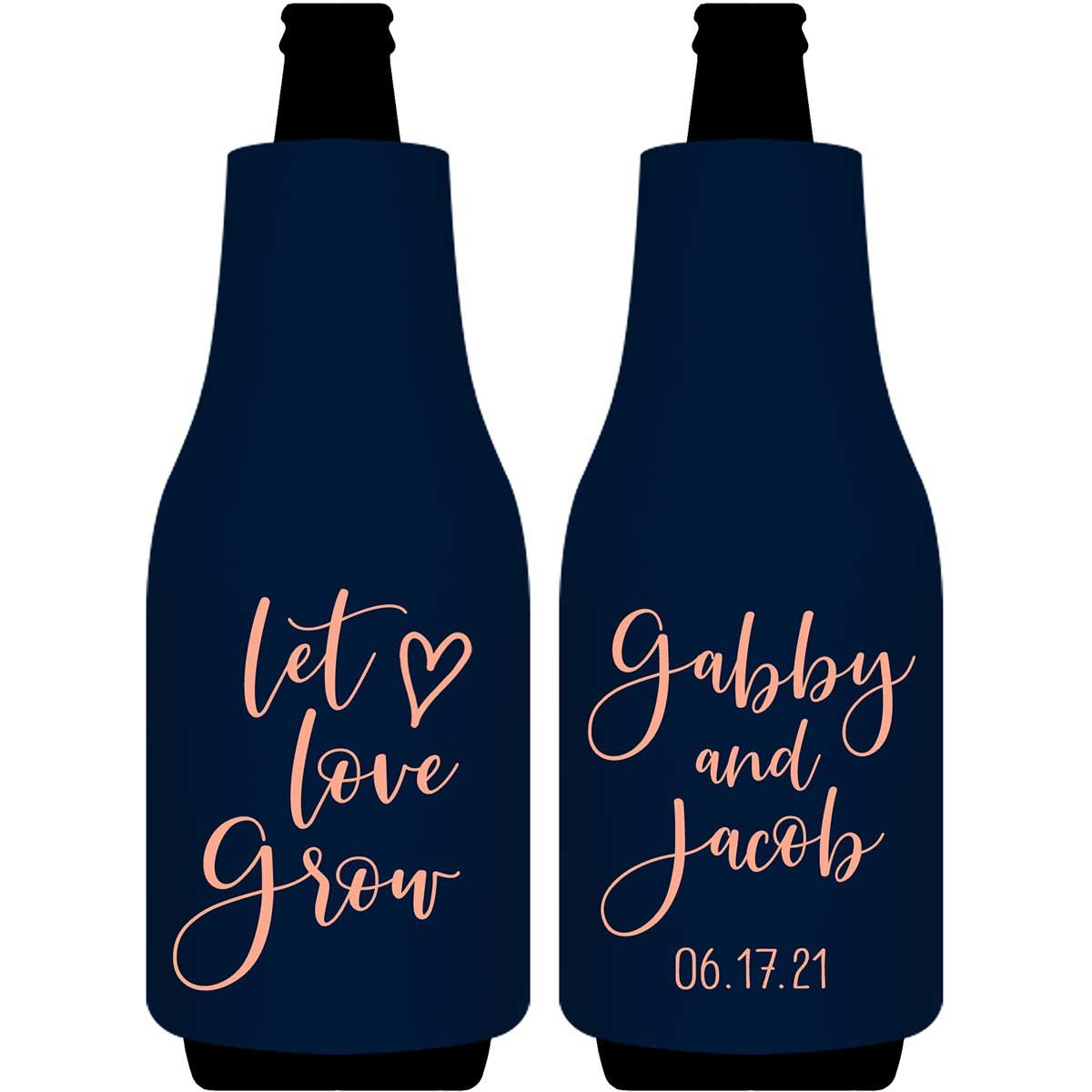 Let Love Grow 1A Foldable Bottle Sleeve Koozies Wedding Gifts for Guests