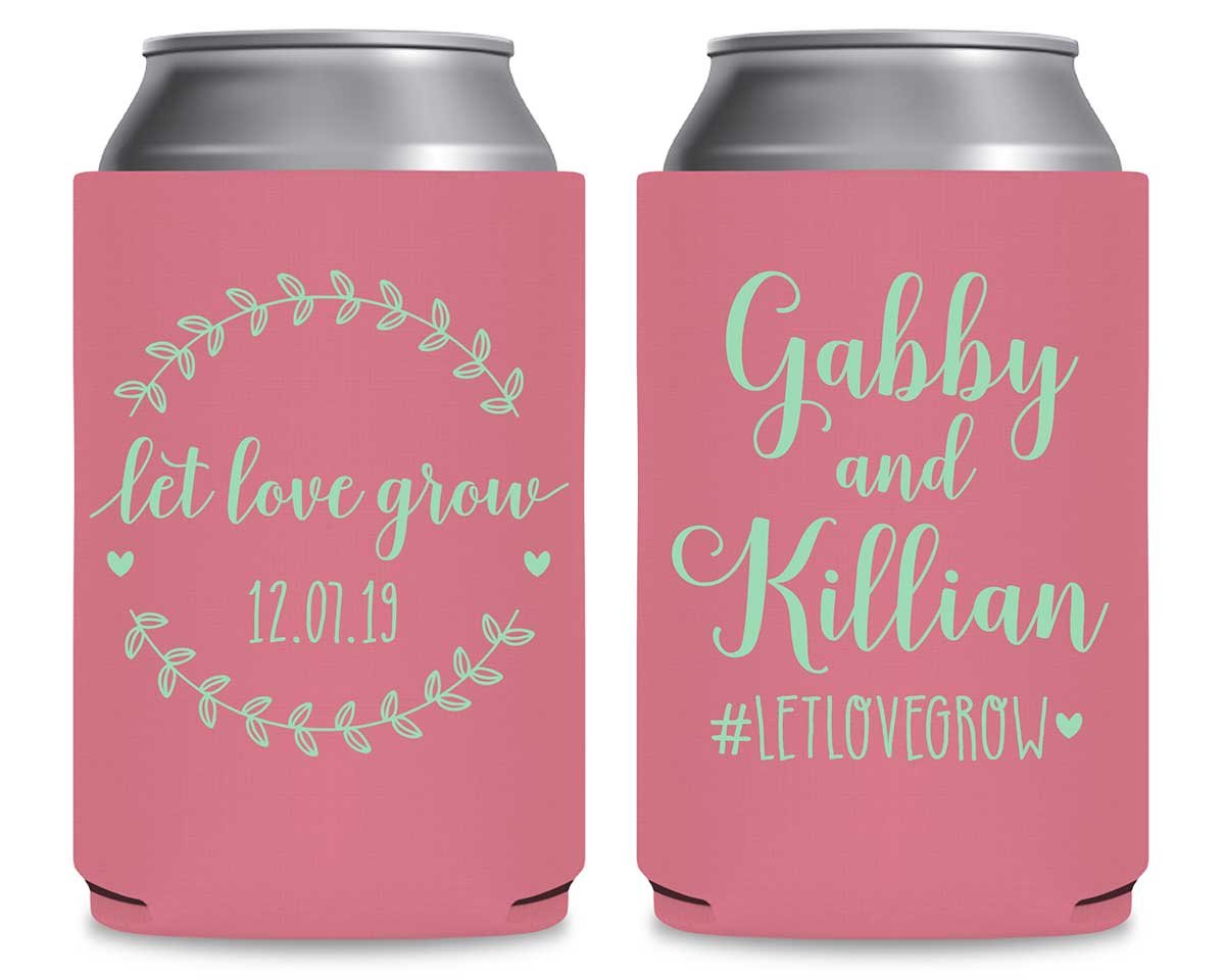 Let Love Grow 2A Foldable Can Koozies Wedding Gifts for Guests