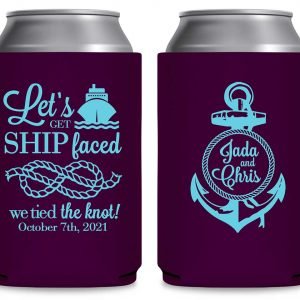 Let's Get Ship Faced 1A Anchor Foldable Can Koozies Wedding Gifts for Guests