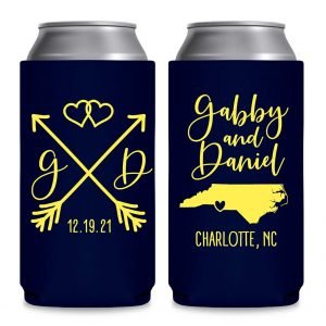 Love Arrows 1B Any Map Foldable 8.3 oz Slim Can Koozies Wedding Gifts for Guests
