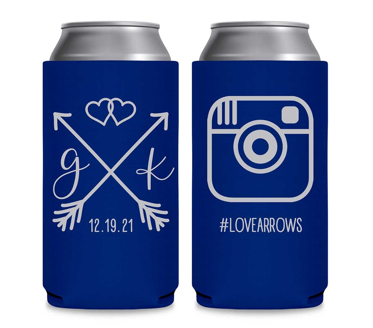 Love Arrows 1C Instagram Hashtag Foldable 12 oz Slim Can Koozies Wedding Gifts for Guests