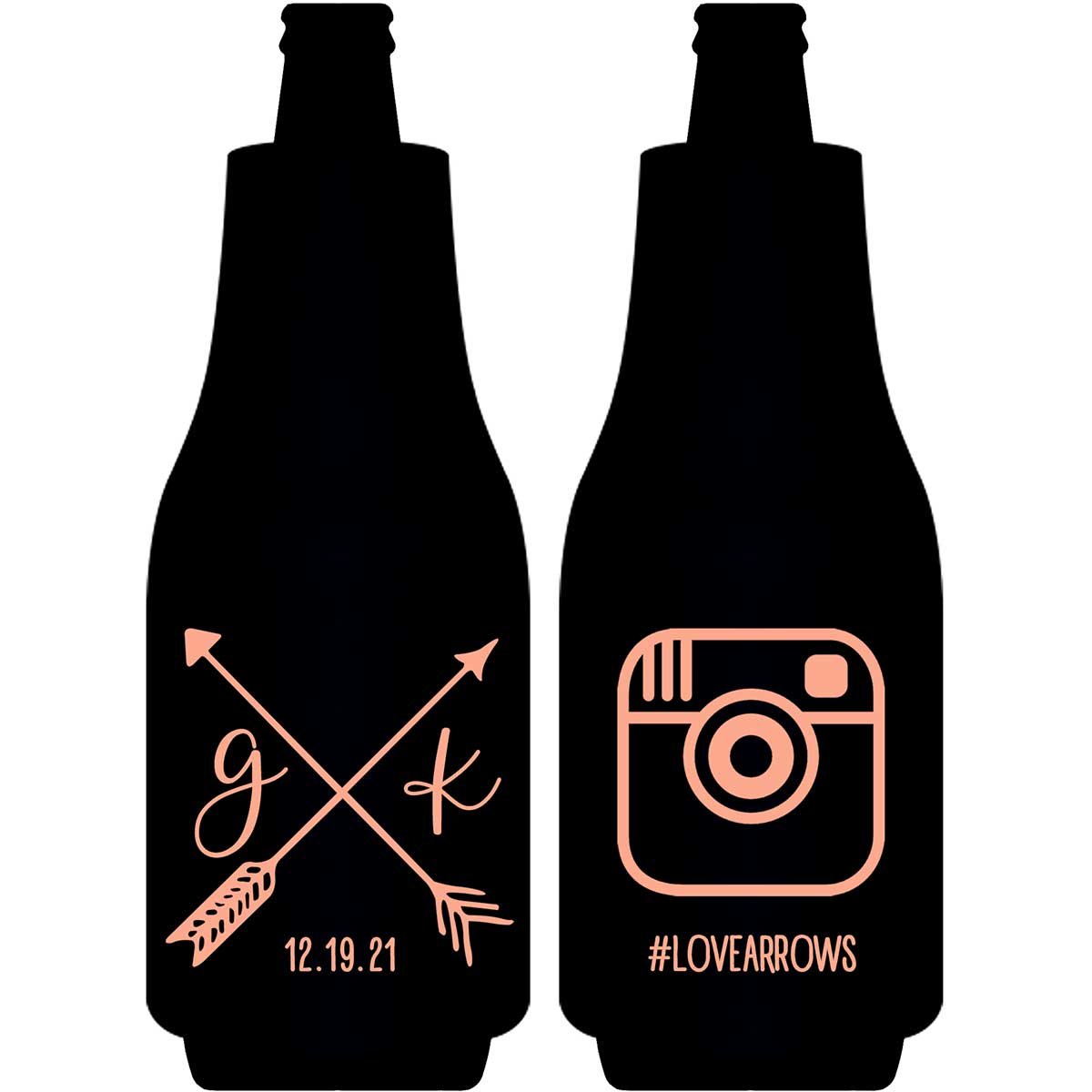 Love Arrows 2C Instagram Hashtag Foldable Bottle Sleeve Koozies Wedding Gifts for Guests