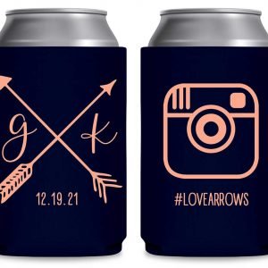 Love Arrows 2C Instagram Hashtag Foldable Can Koozies Wedding Gifts for Guests