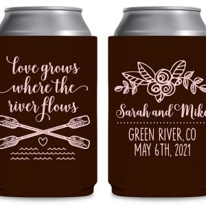 Love Grows Where The River Flows 1A Foldable Can Koozies Wedding Gifts for Guests