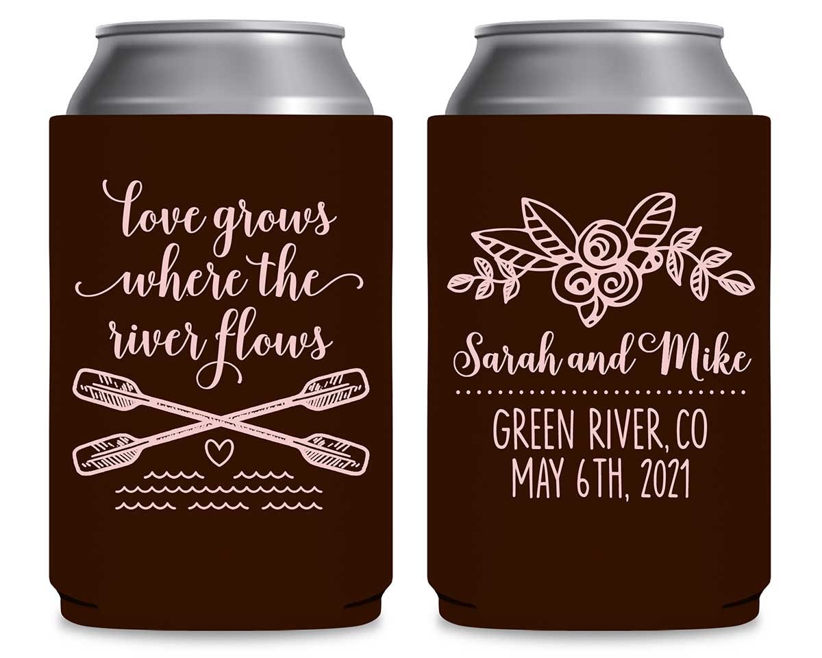 Love Grows Where The River Flows 1A Foldable Can Koozies Wedding Gifts for Guests