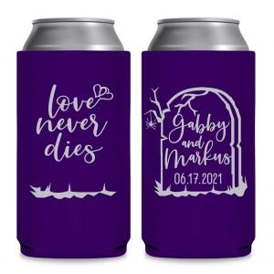 Love Never Dies 1A Foldable 8.3 oz Slim Can Koozies Wedding Gifts for Guests