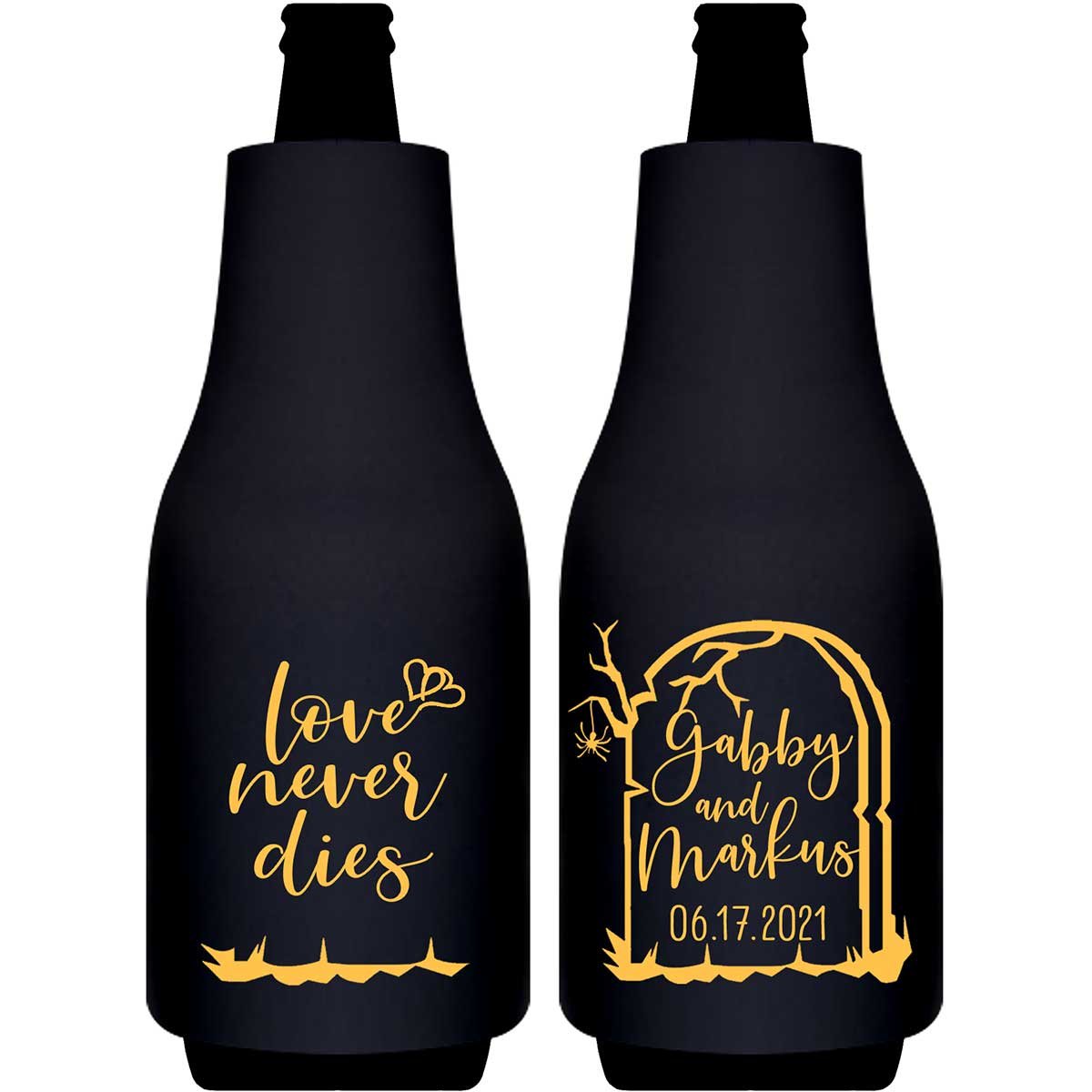 Love Never Dies 1A Foldable Bottle Sleeve Koozies Wedding Gifts for Guests