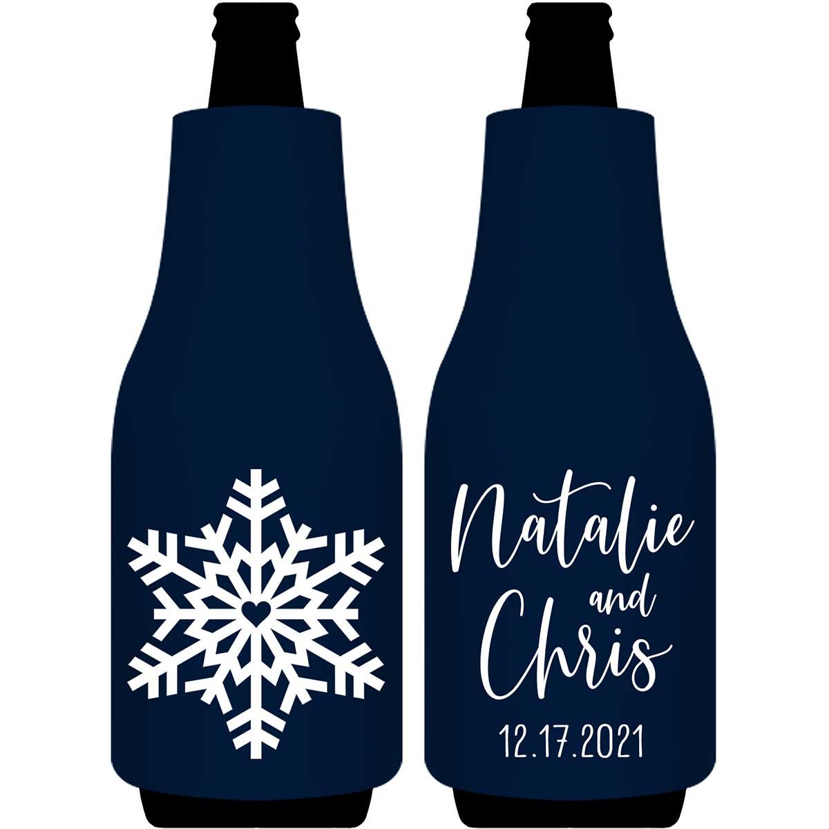 Love Snowflake 1A Foldable Bottle Sleeve Koozies Wedding Gifts for Guests