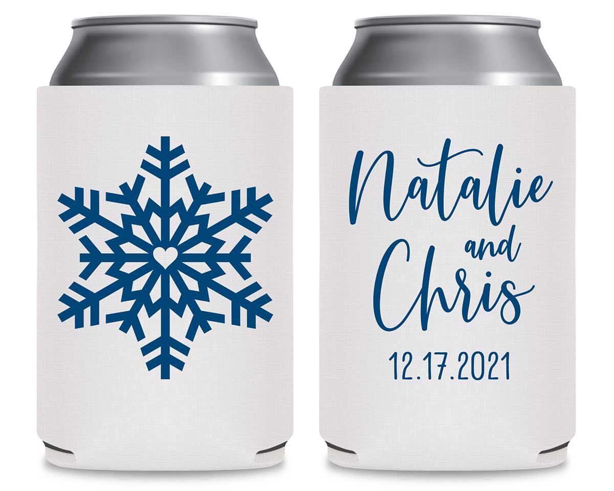 Love Snowflake 1A Foldable Can Koozies Wedding Gifts for Guests