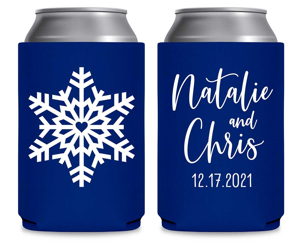 Love Snowflake 1A Foldable Can Koozies Wedding Gifts for Guests