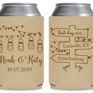 Mason Jar Lights 1A Post Sign Foldable Can Koozies Wedding Gifts for Guests