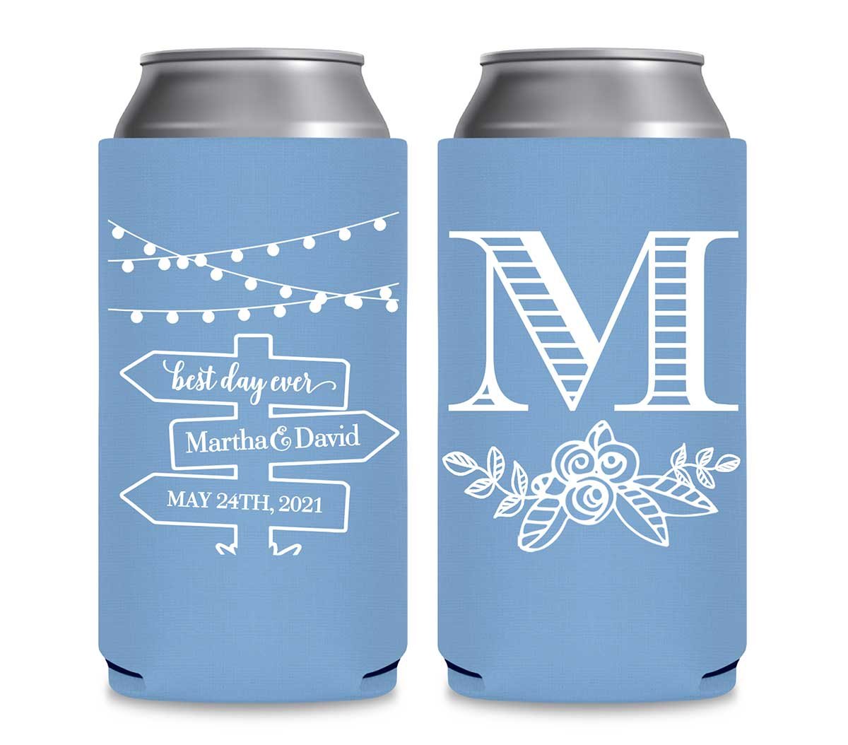Mason Jar Lights 2A Post Sign Foldable 12 oz Slim Can Koozies Wedding Gifts for Guests
