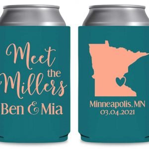 Meet The Mr & Mrs 1A Any Map Foldable Can Koozies Wedding Gifts for Guests