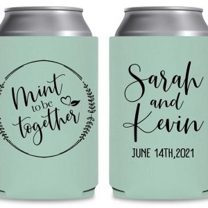 Mint To Be Together 1A Foldable Can Koozies Wedding Gifts for Guests