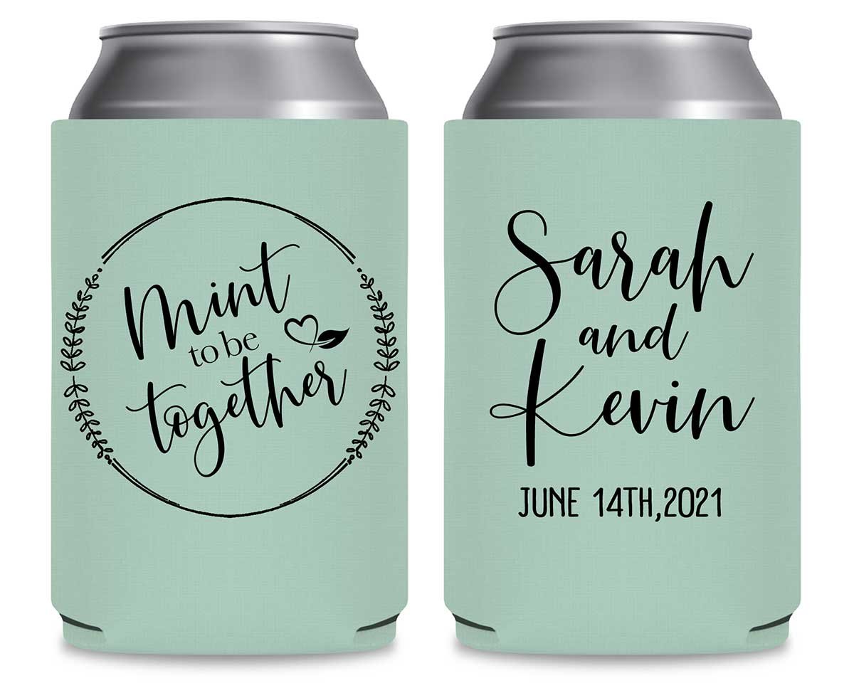 Mint To Be Together 1A Foldable Can Koozies Wedding Gifts for Guests