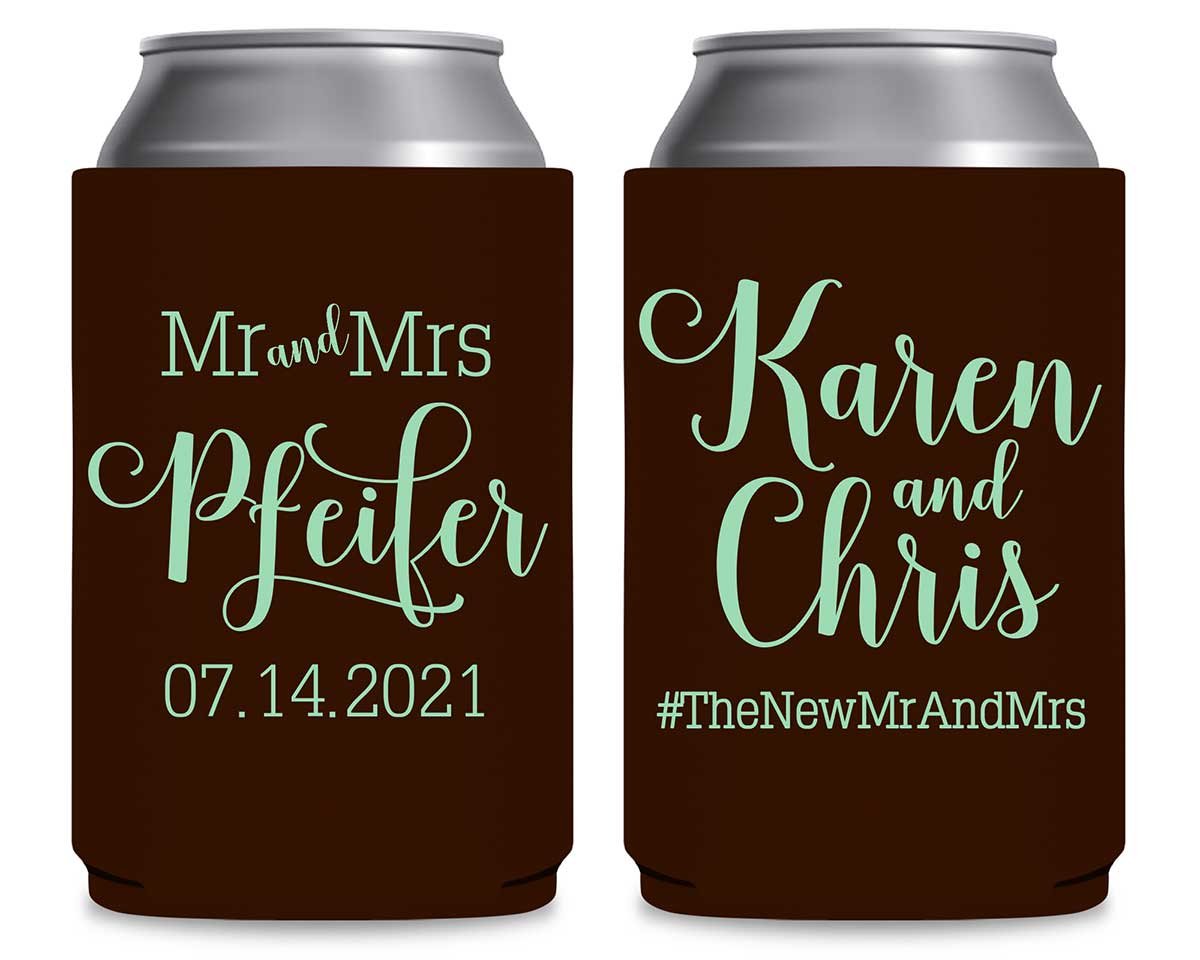 Mr & Mrs 4A Foldable Can Koozies Wedding Gifts for Guests