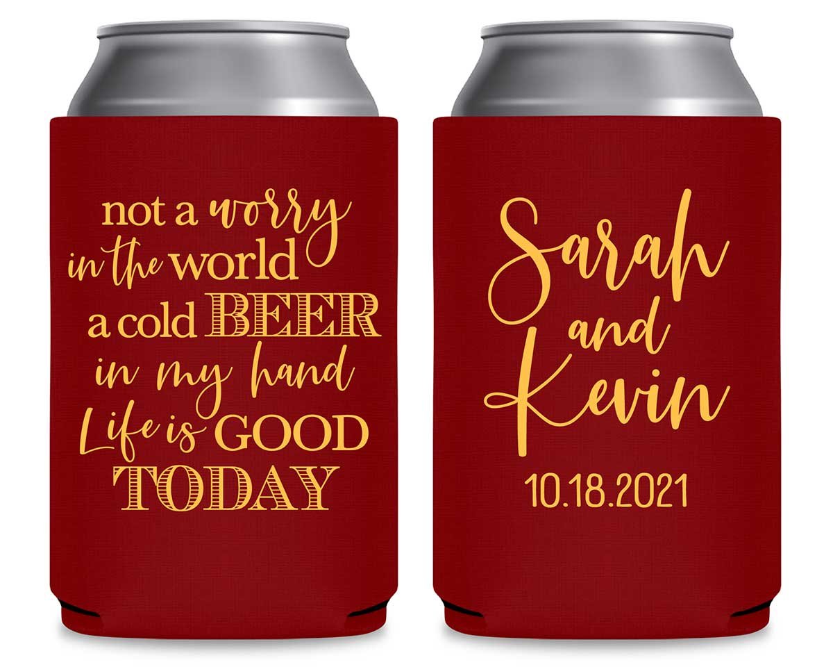Not A Worry In The World 1A Foldable Can Koozies Wedding Gifts for Guests
