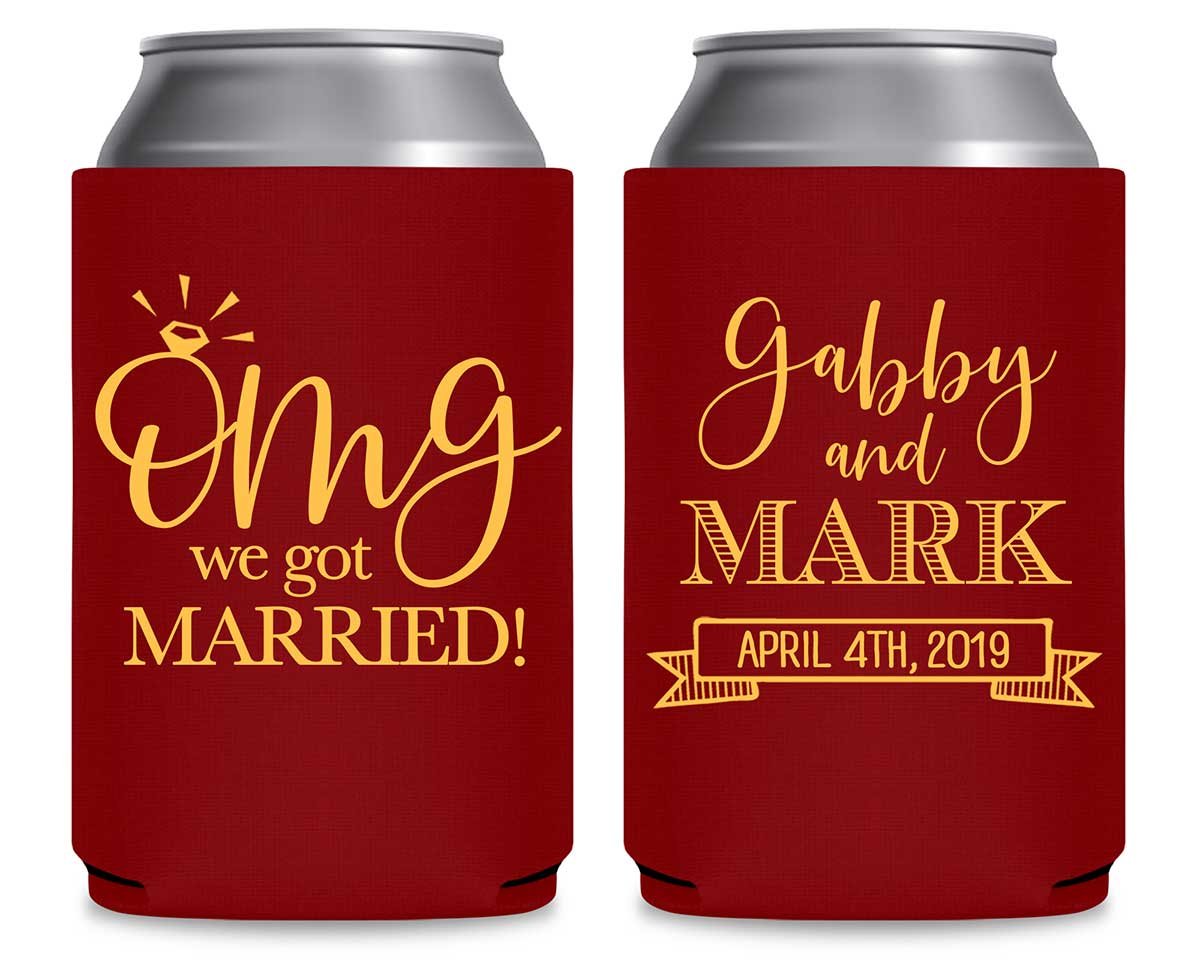 OMG We Got Married 1A Foldable Can Koozies Wedding Gifts for Guests