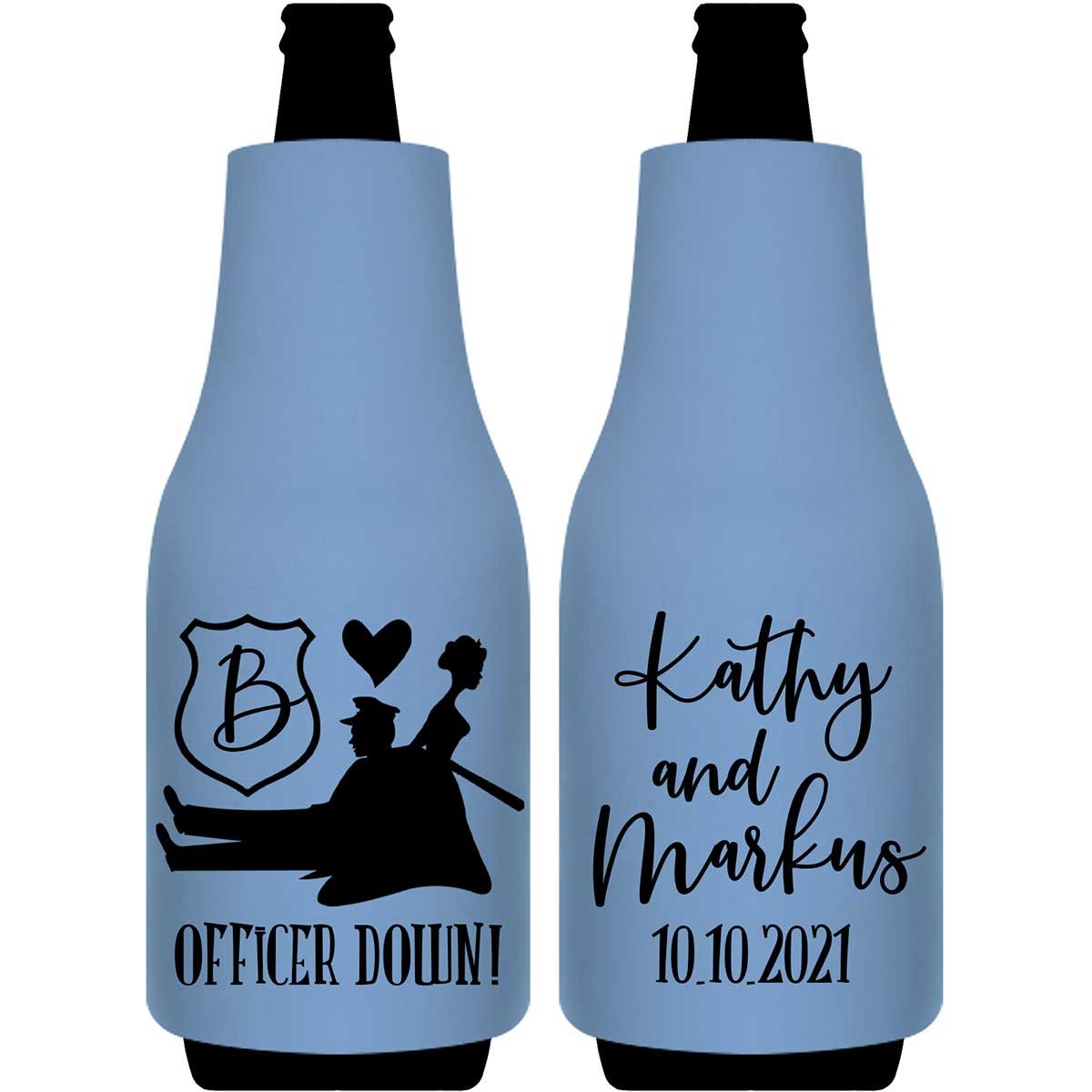 Officer Down 1A Policeman Wedding Foldable Bottle Sleeve Koozies Wedding Gifts for Guests