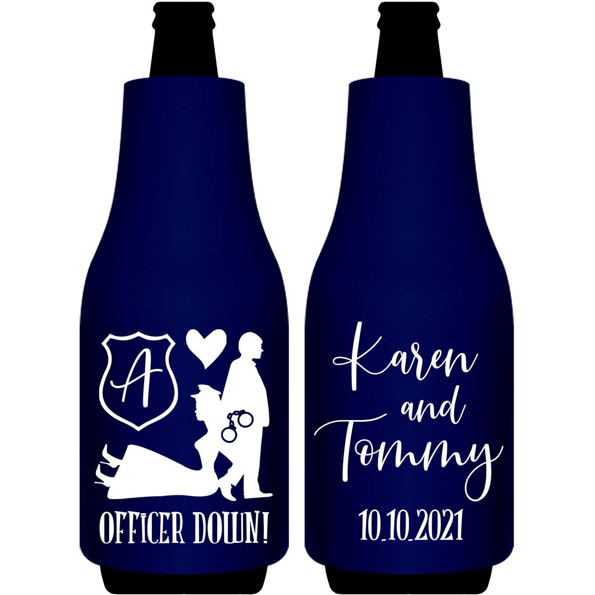 Officer Down 1B Policewoman Wedding Foldable Bottle Sleeve Koozies Wedding Gifts for Guests