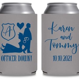Officer Down 1B Policewoman Wedding Foldable Can Koozies Wedding Gifts for Guests