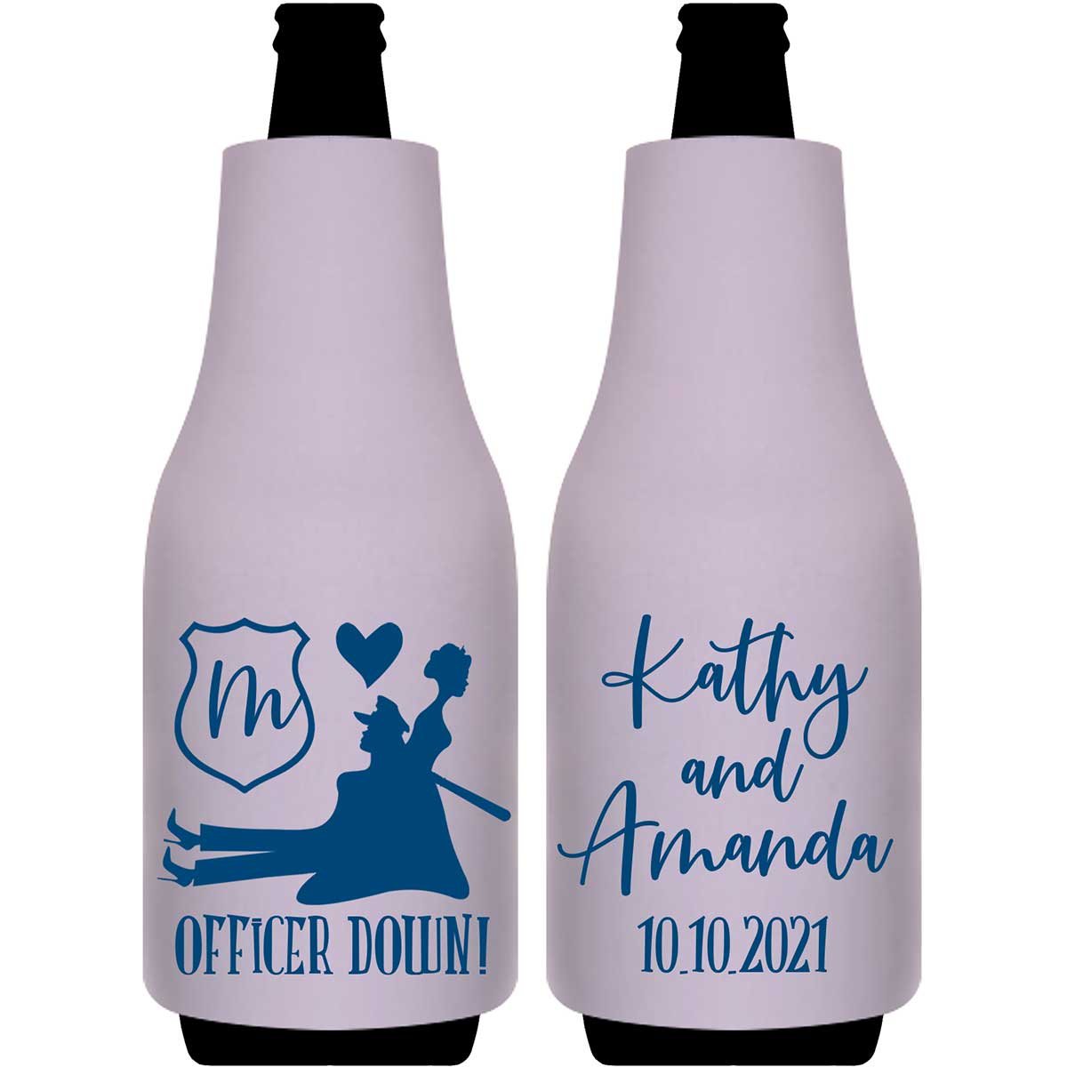 Officer Down 2A Lesbian Cop Wedding Foldable Bottle Sleeve Koozies Wedding Gifts for Guests