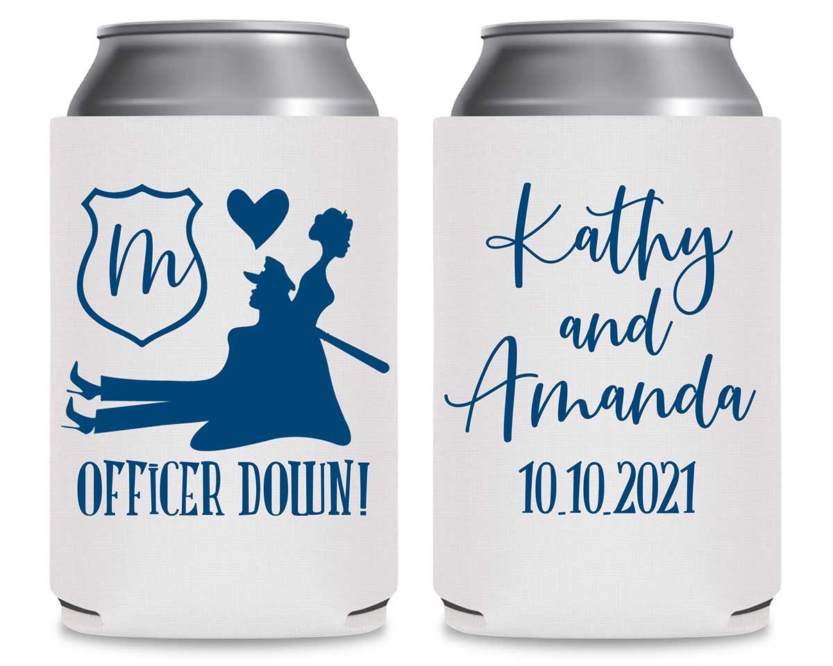Officer Down 2A Lesbian Cop Wedding Foldable Can Koozies Wedding Gifts for Guests