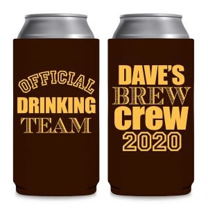 Official Drinking Team 1A Bachelor Brew Crew Foldable 12 oz Slim Can Koozies Wedding Gifts for Guests