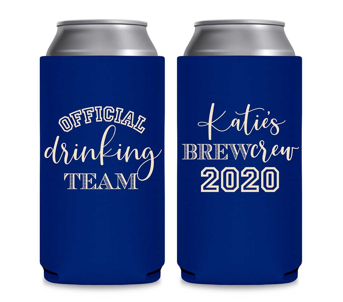 Official Drinking Team 1A Bachelorette Brew Crew Foldable 12 oz Slim Can Koozies Wedding Gifts for Guests