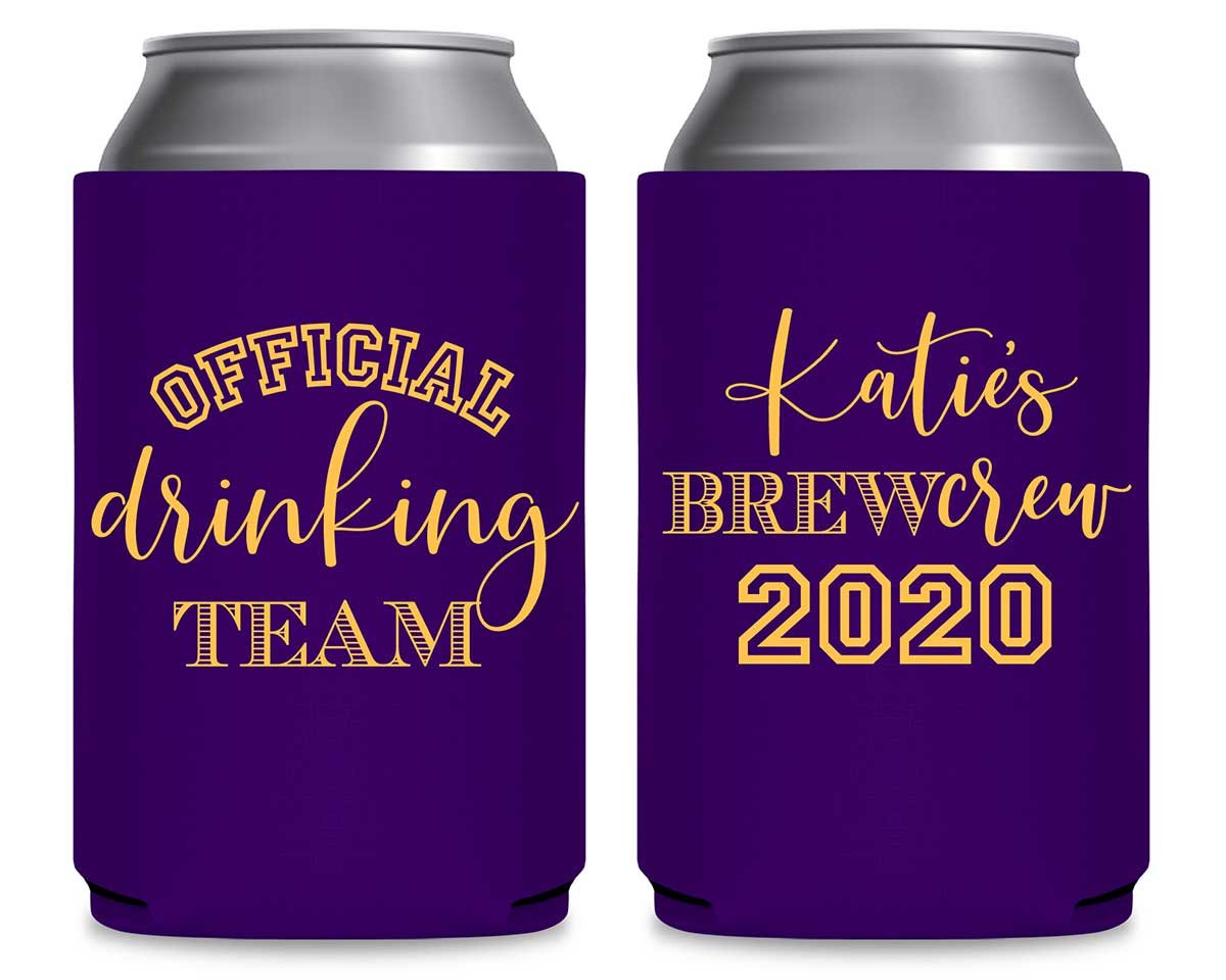 Official Drinking Team 1A Bachelorette Brew Crew Foldable Can Koozies Wedding Gifts for Guests