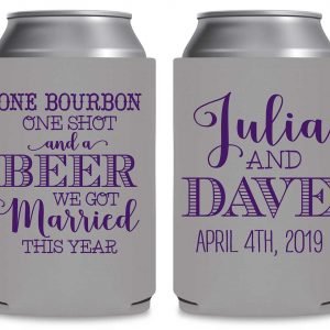 One Bourbon A Shot & A Beer 1A Foldable Can Koozies Wedding Gifts for Guests