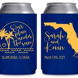 Our Place Under The Sun 1A Foldable Can Koozies Wedding Gifts for Guests