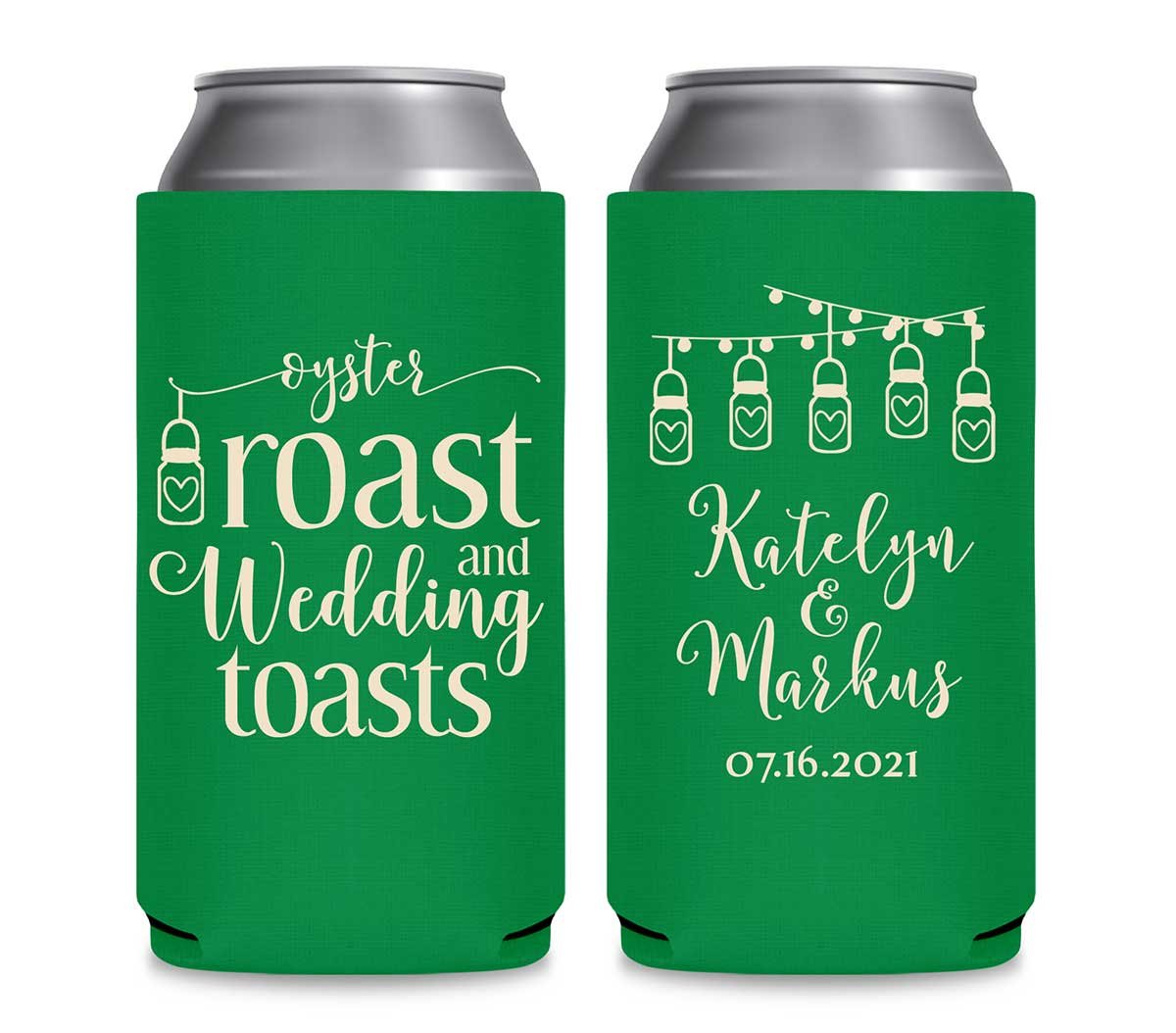 Oyster Roast & Wedding Toasts 1A Foldable 12 oz Slim Can Koozies Wedding Gifts for Guests