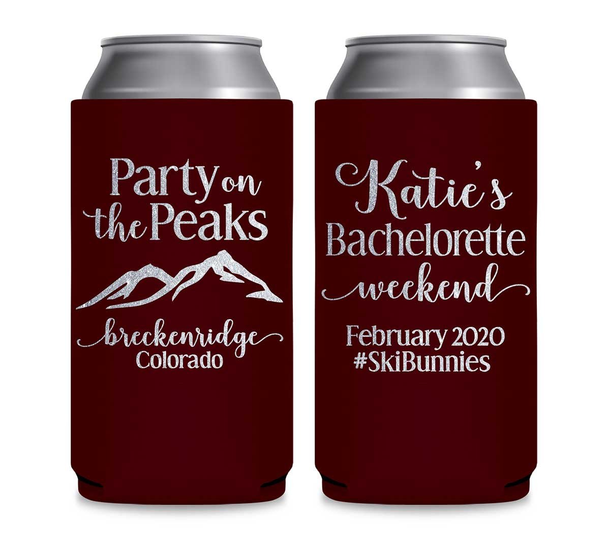Party On The Peaks 1A Foldable 12 oz Slim Can Koozies Wedding Gifts for Guests