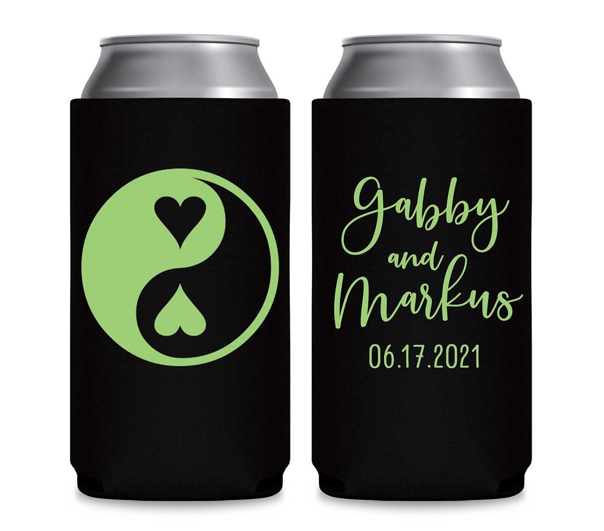 Perfect Half 1B Yin Yang Foldable 12 oz Slim Can Koozies Wedding Gifts for Guests